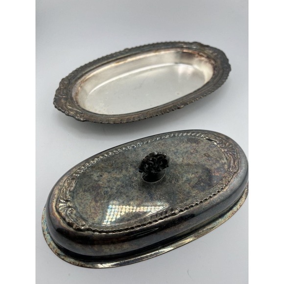 Vintage Collectible Tableware Antique Silver-Plated‎ Butter Dish With Lid - Picture 4 of 8